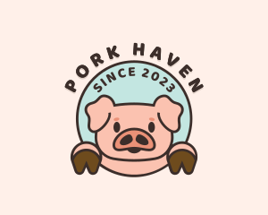 Piggery - Cute Happy Piglet logo design