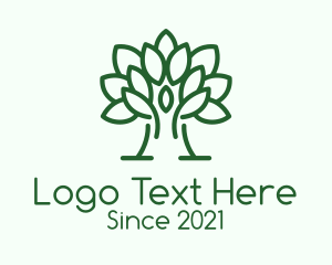 Botanical - Green Symmetric Tree logo design
