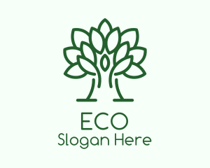 Green Symmetric Tree  Logo