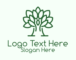 Green Symmetric Tree  Logo