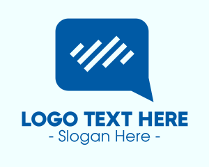 Speech Bubble - Blue Bars Chat App logo design