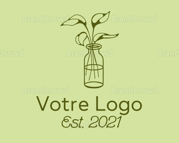 Green Plant Vase Line Logo