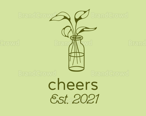 Green Plant Vase Line Logo