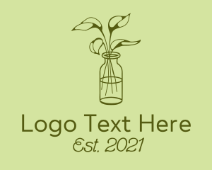 Flower Vase - Green Plant Vase Line logo design