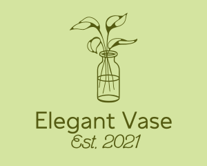 Green Plant Vase Line logo design