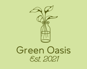 Green Plant Vase Line logo design