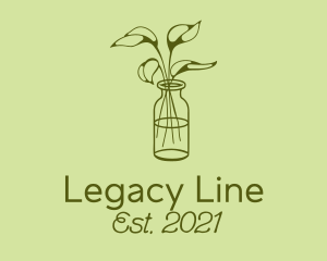 Green Plant Vase Line logo design