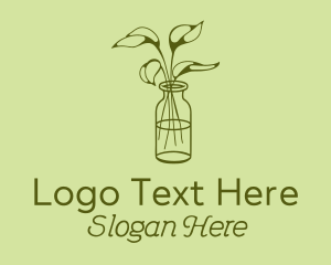 Green Plant Vase Line Logo