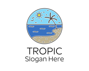 Tropical Beach Line Art logo design