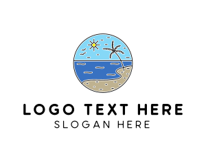 Seashore - Tropical Beach Line Art logo design
