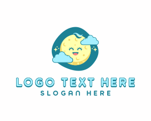 Toddler - Cute Happy Moon logo design