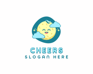 Cute Happy Moon Logo
