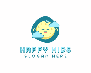 Cute Happy Moon logo design