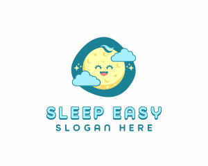 Cute Happy Moon logo design