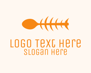 Seafood Market - Orange Spoon Fish logo design