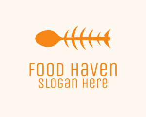 Canteen - Orange Spoon Fish logo design