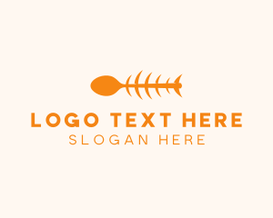 Seafood Market - Fishbone Spoon Fish logo design