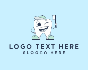 Toothbrush - Dental Tooth Cartoon logo design