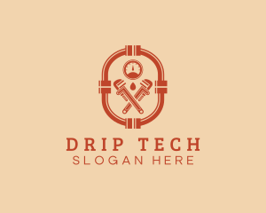 Gauge Pipe Wrench Plumbing logo design