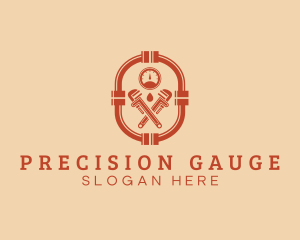 Gauge Pipe Wrench Plumbing logo design