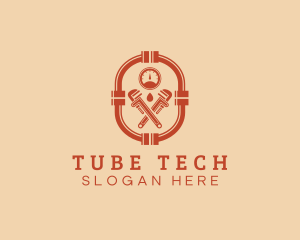 Tube - Gauge Pipe Wrench Plumbing logo design