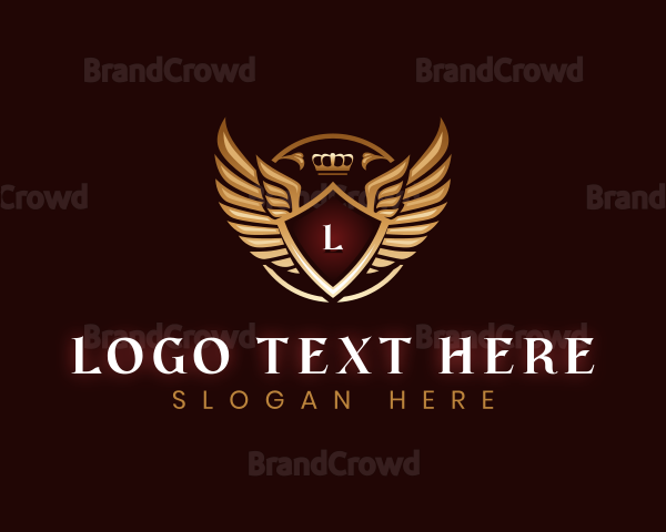 Luxury Shield  Crown Wings Logo