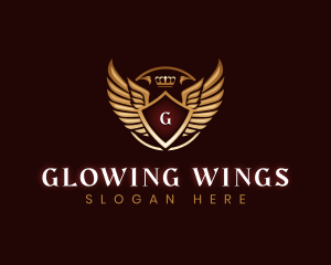 Luxury Shield  Crown Wings logo design