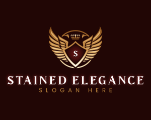 Luxury Shield  Crown Wings logo design