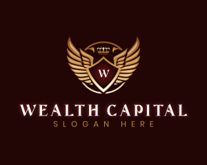 Luxury Shield  Crown Wings logo design