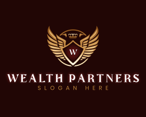 Luxury Shield  Crown Wings logo design