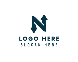 Alphabet - Logistics Arrow Letter N logo design