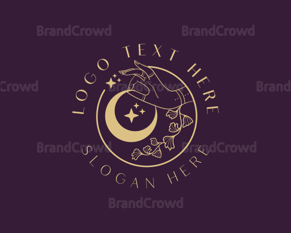 Mystic Floral Hand Moon Logo