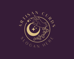 Mystic Floral Hand Moon logo design