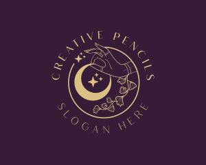 Mystic Floral Hand Moon logo design