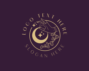 Designer - Mystic Floral Hand Moon logo design