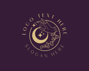 Mystic Floral Hand Moon Logo