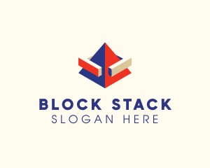 3D Block Pyramid logo design