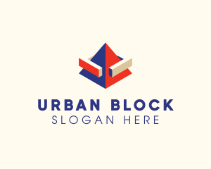 Block - 3D Block Pyramid logo design