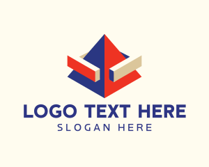 3d - 3D Block Pyramid logo design