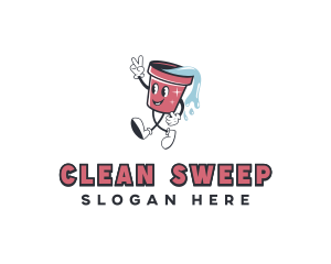 Custodian - Cleaning Bucket Janitorial logo design