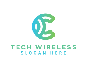 Wireless - Gradient Tech Letter C logo design