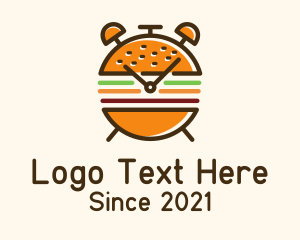 American Restaurant - Hamburger Sandwich Clock logo design