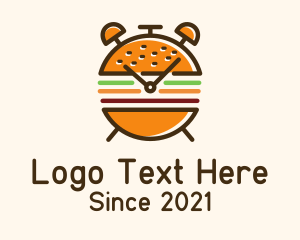 Red Burger - Hamburger Sandwich Clock logo design