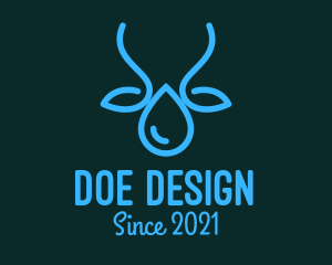 Doe - Deer Droplet Monoline logo design