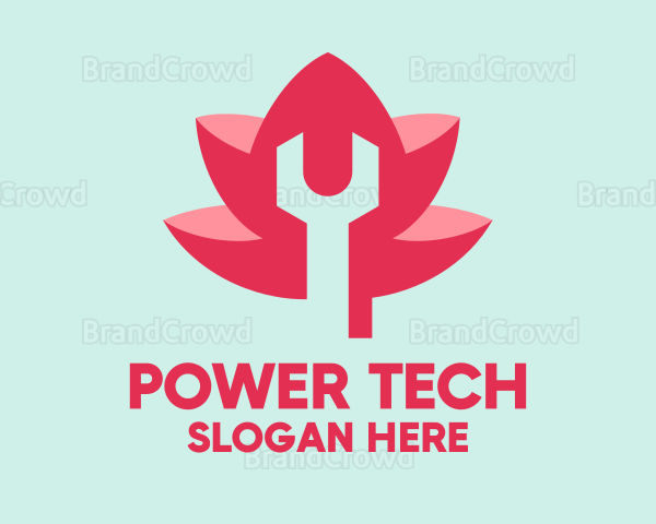 Pink Wrench Flower Logo