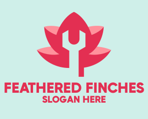 Pink Wrench Flower  logo design