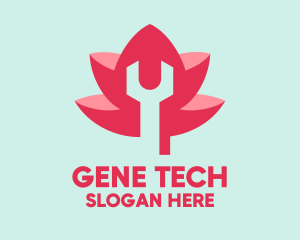 Pink Wrench Flower  logo design