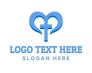 Religious - Blue Heart Cross Charity logo design