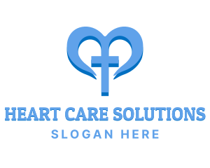 Blue Heart Cross Charity logo design