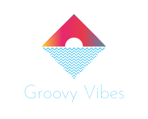 Groovy - Diamond Ocean Sun logo design